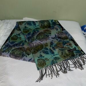 V. FRAAS Green and Blue Floral Scarf